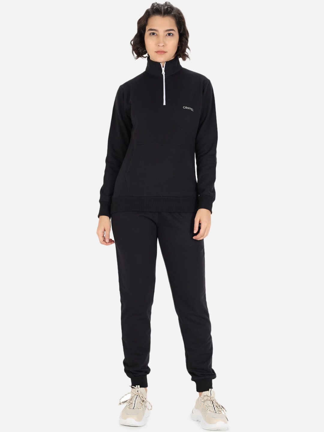 

GRIFFEL Women Black Solid Cotton Tracksuit