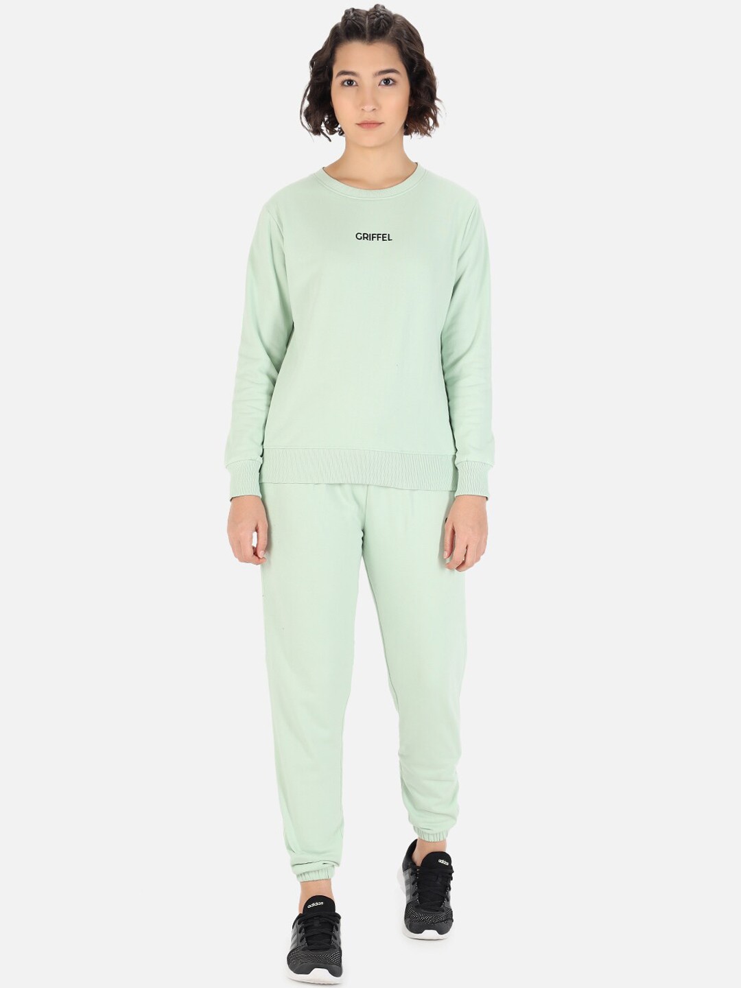 

GRIFFEL Women Sea-Green Solid Cotton Tracksuit