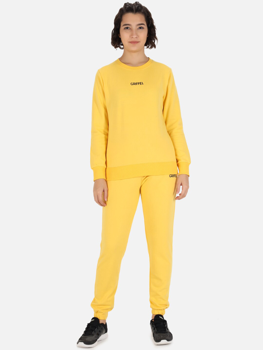 

GRIFFEL Women Yellow Solid Cotton Tracksuit