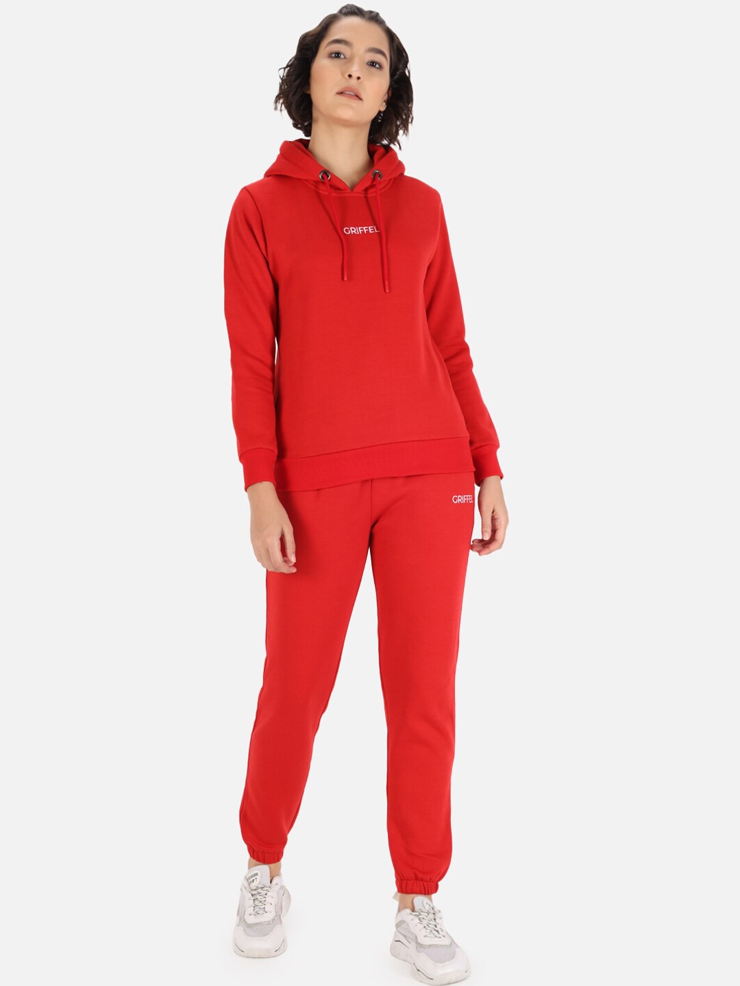 

GRIFFEL Women Red Solid Cotton Tracksuit