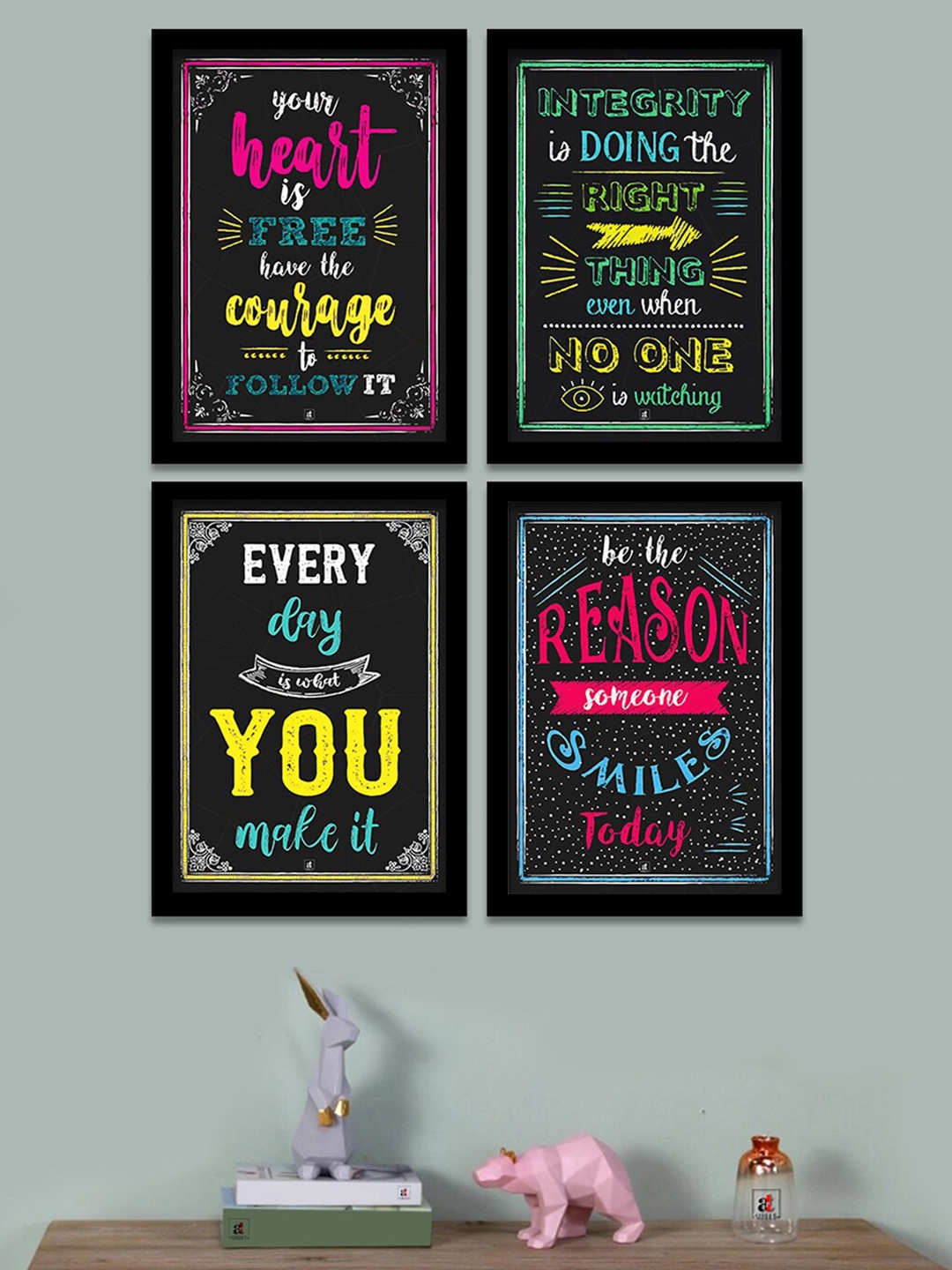 

Art Street Set Of 4 Black & Yellow Motivational Quotes Digital Art Print Wall Art