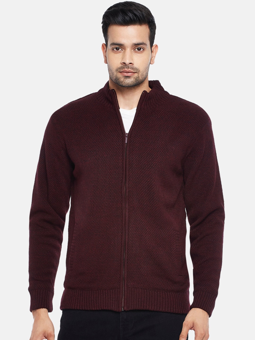 

BYFORD by Pantaloons Men Maroon Acrylic Bomber Jacket