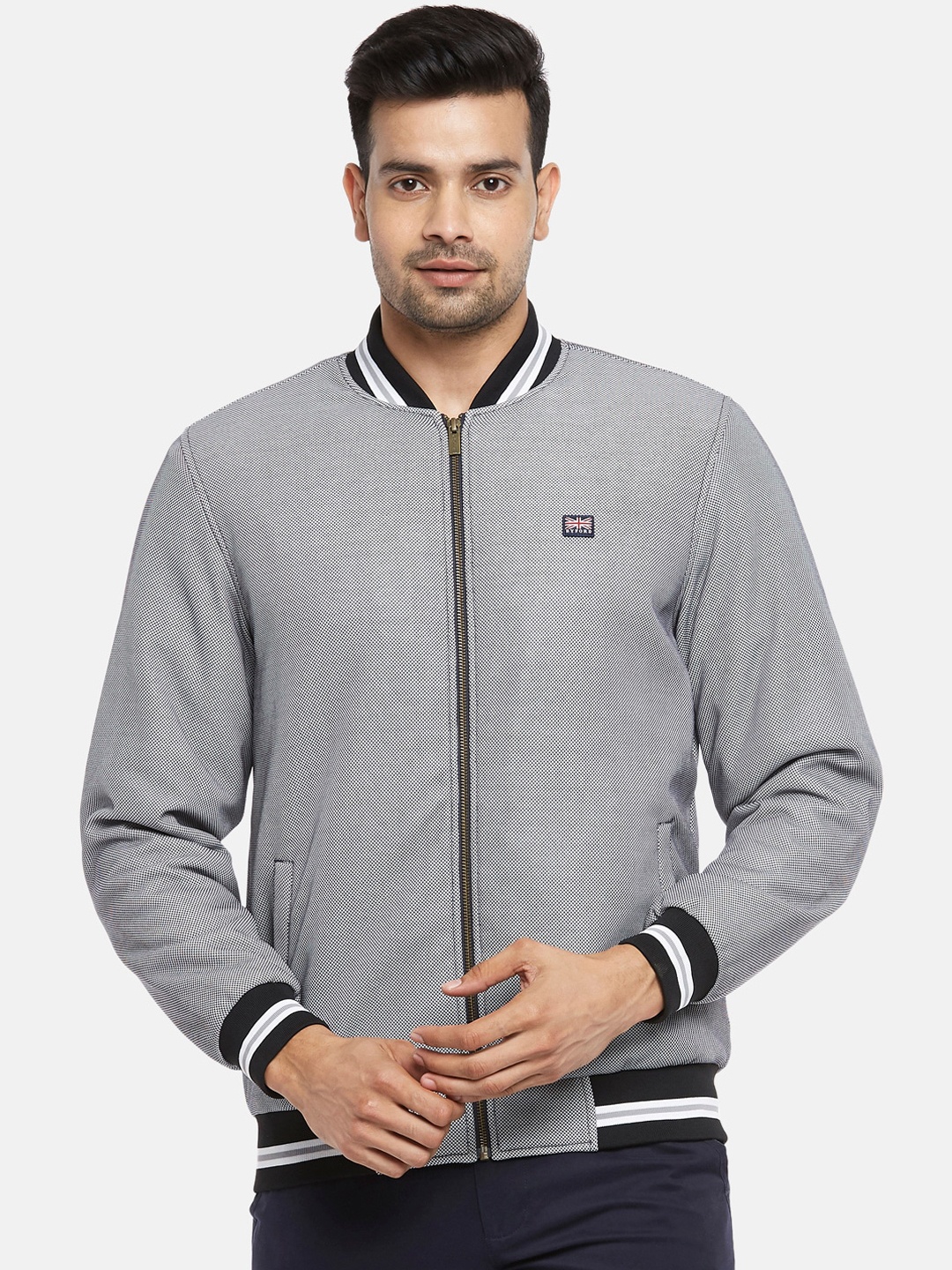 

BYFORD by Pantaloons Men Grey Varsity Jacket