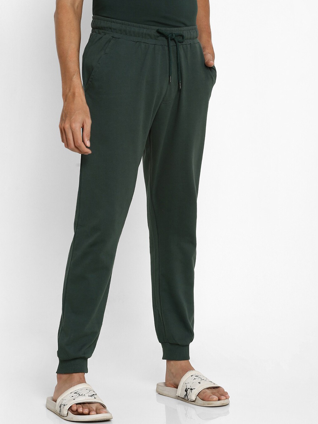 

Ajile by Pantaloons Men Green Solid Jogger Lounge Pants