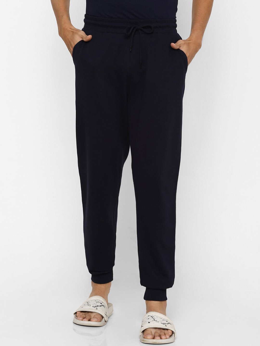 

Ajile by Pantaloons Men Navy Blue Solid Pure Cotton Lounge Joggers