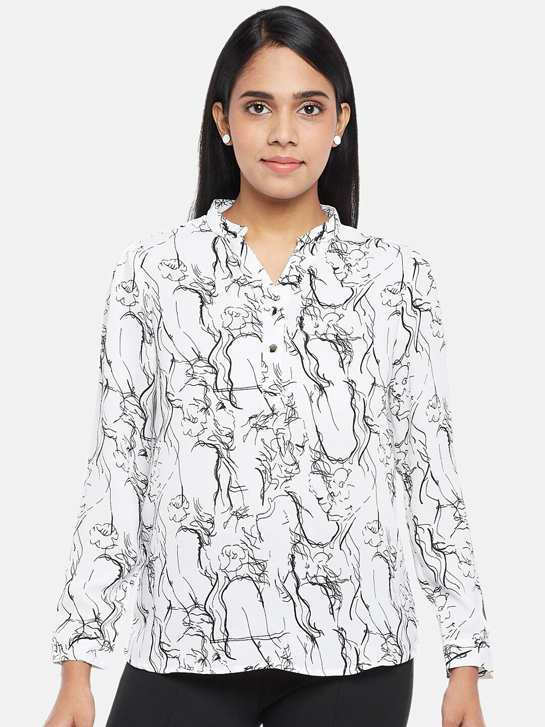 

Annabelle by Pantaloons Woman White Floral Regular Top