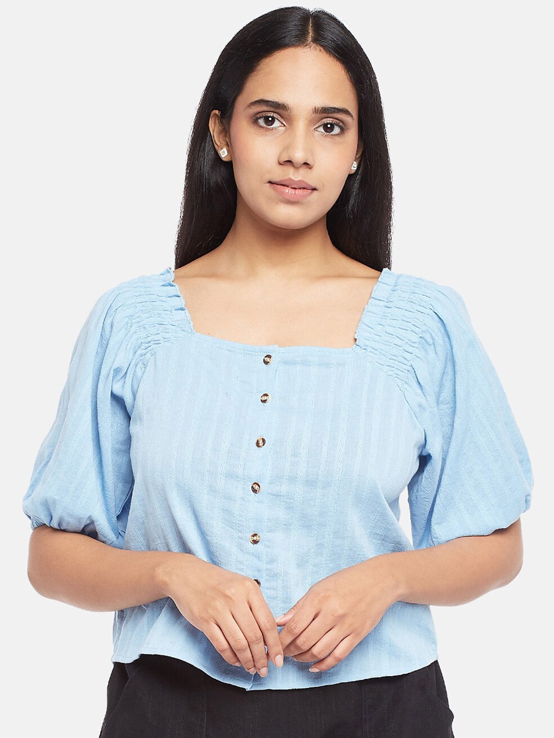 

People Woman Blue Striped Regular Top