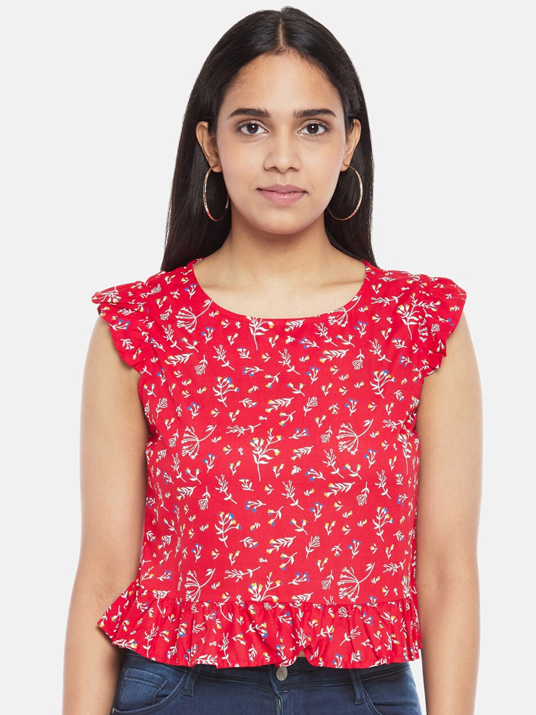 

People Woman Red Floral Regular Top