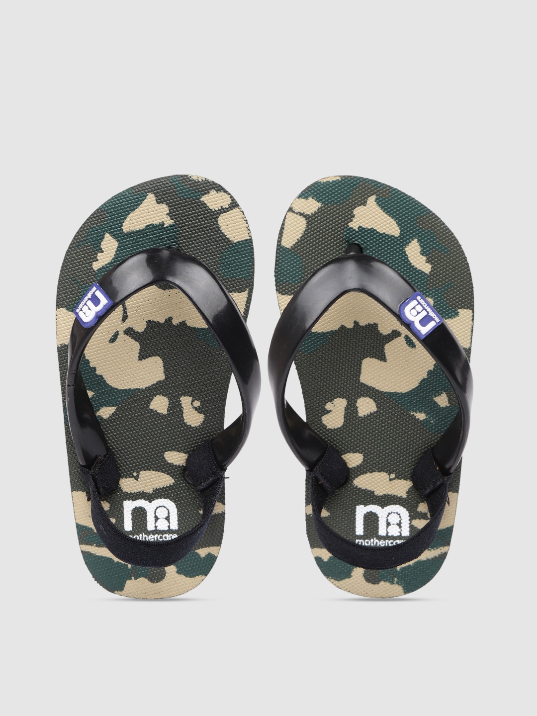 

mothercare Boys Black & Olive Green Printed Rubber Thong Flip-Flops