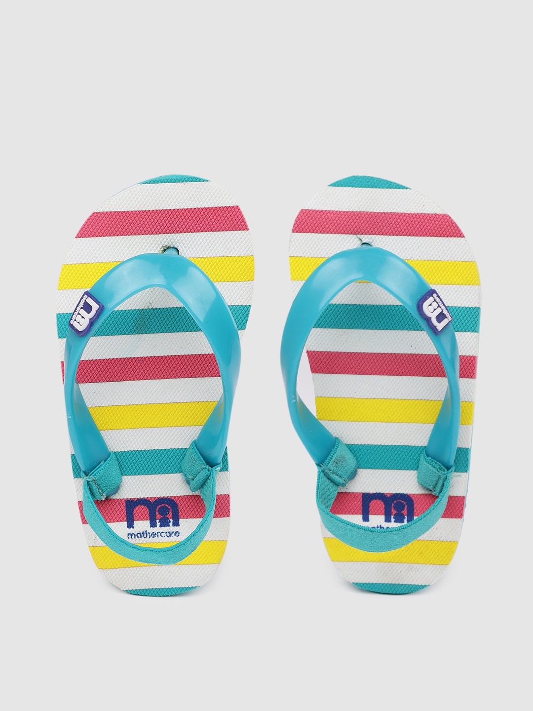 

mothercare Girls Multicoloured Striped Rubber Thong Flip-Flops with Back Strap, Multi