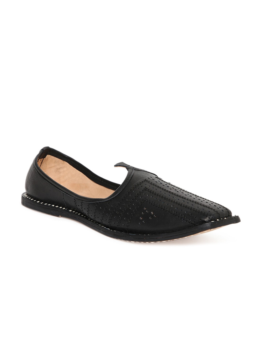 

Fabindia Men Black Perforations Leather Mojaris
