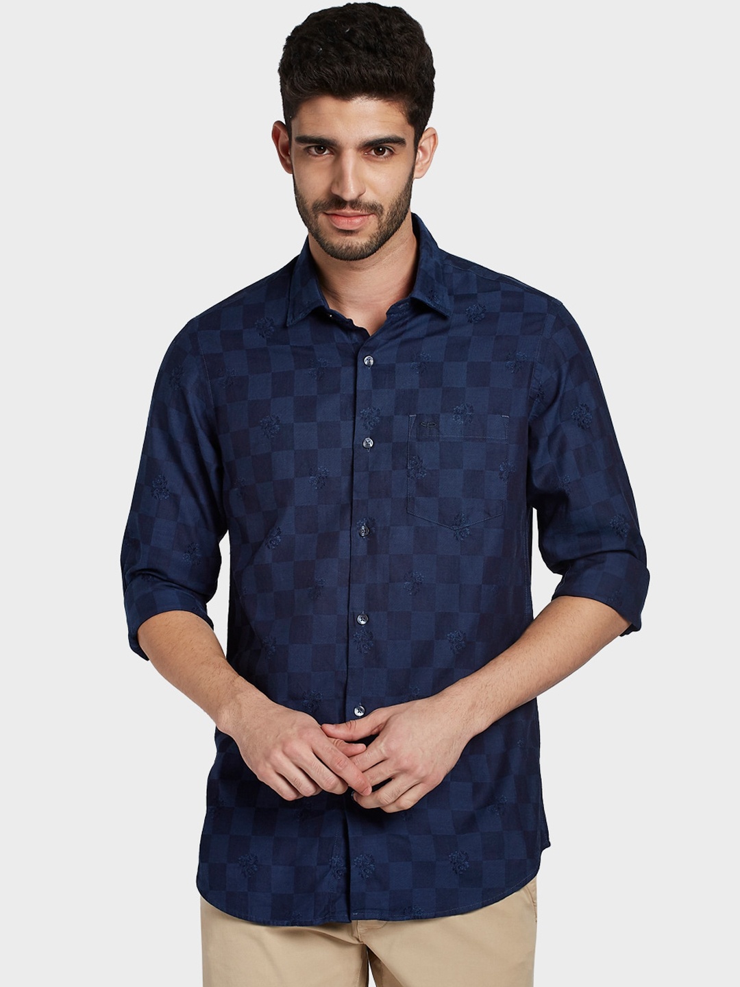 

ColorPlus Men Blue Opaque Checked Casual Shirt