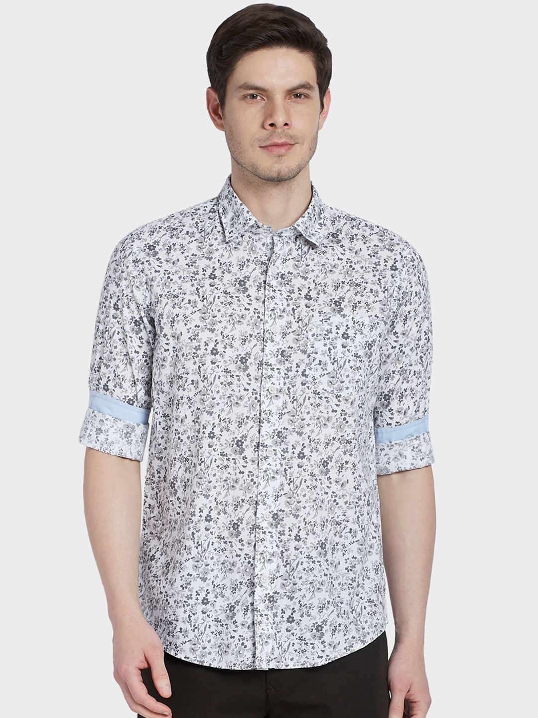 

ColorPlus Men Grey Floral Opaque Printed Casual Shirt