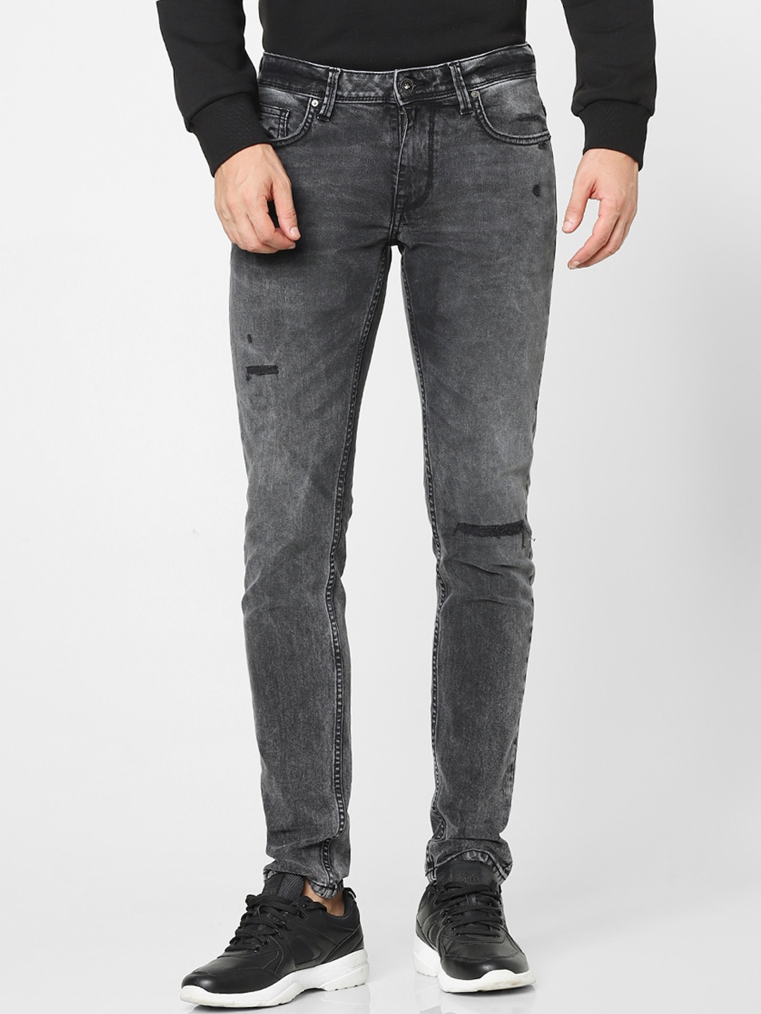 

Celio Men Grey Skinny Fit Mildly Distressed Heavy Fade Jeans