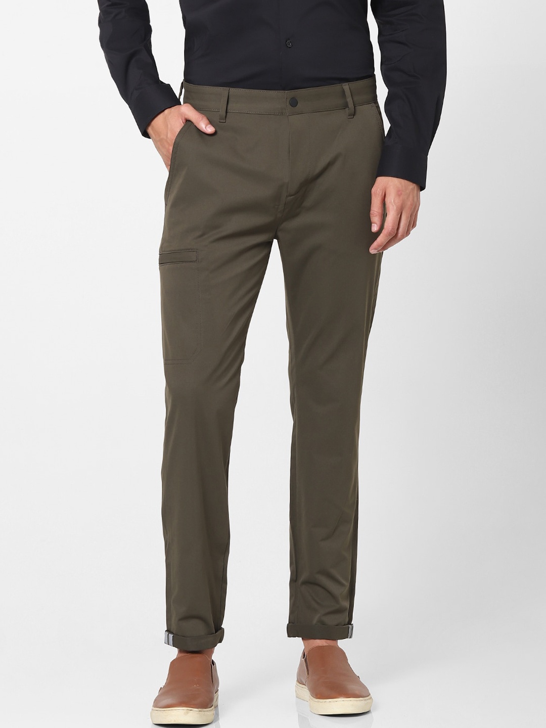 

Celio Men Olive Green Skinny Fit Trousers