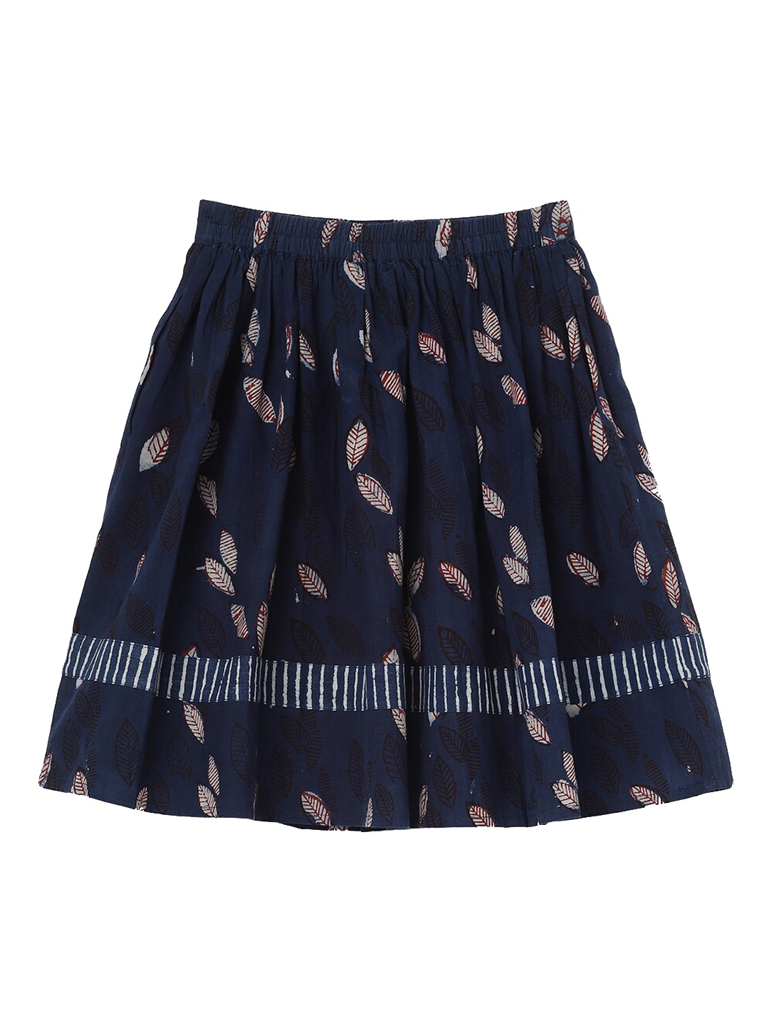 

Fabindia Girls Navy Blue & Beige Printed Pure Cotton Flared Skirt