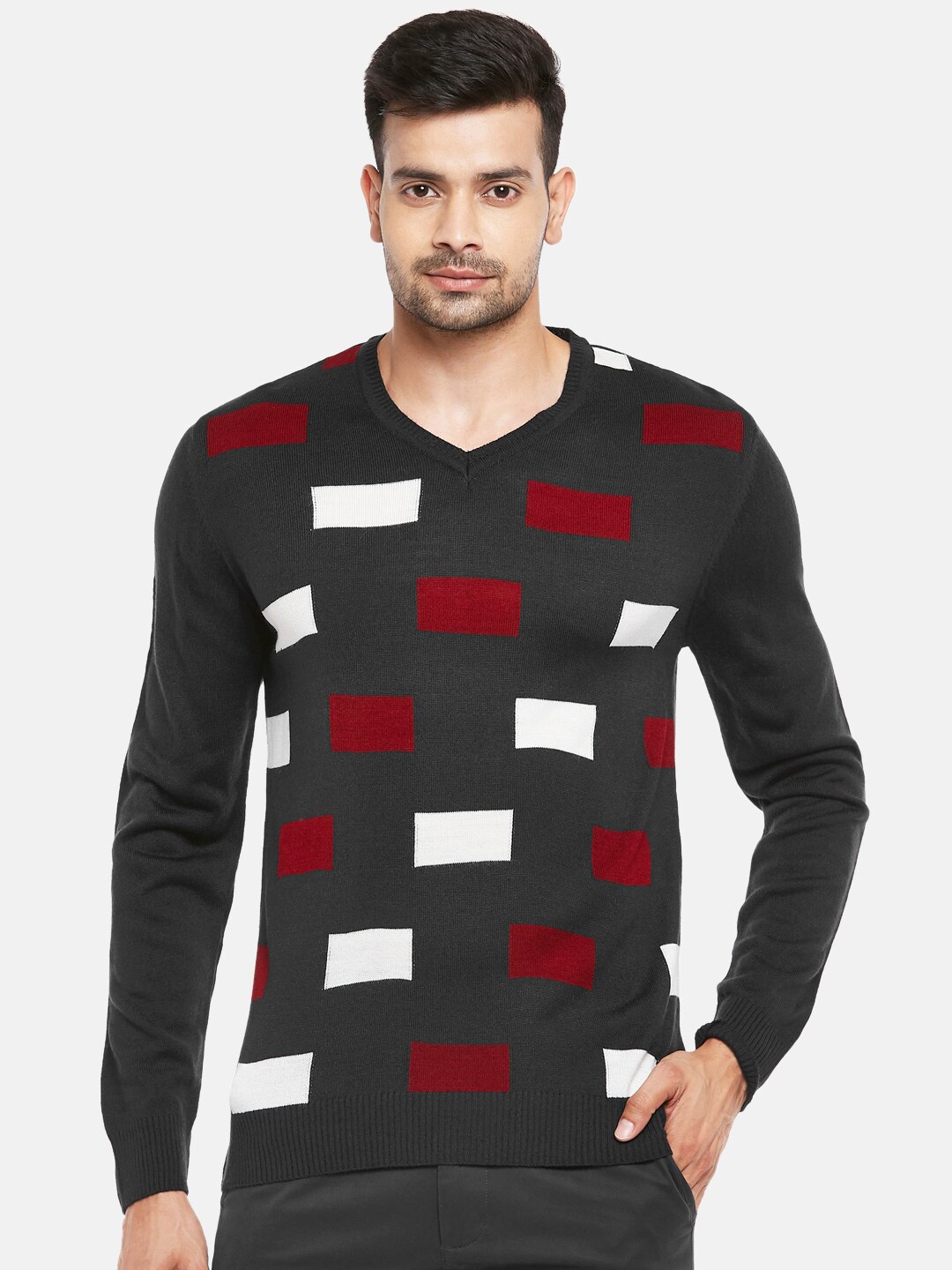 

BYFORD by Pantaloons Men Black Printed Pullover