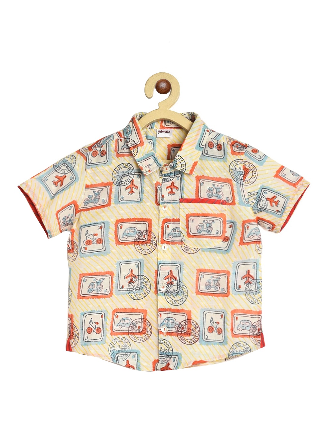 

Fabindia Boys White Opaque Printed Casual Shirt