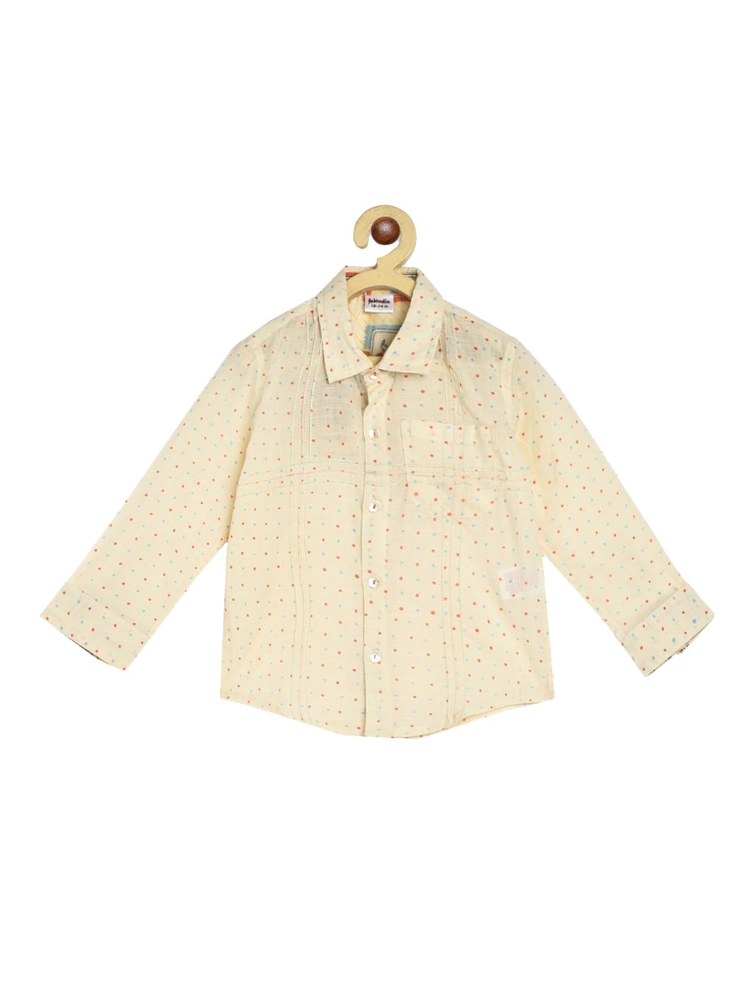 

Fabindia Boys Cream-Coloured Opaque Printed Casual Shirt