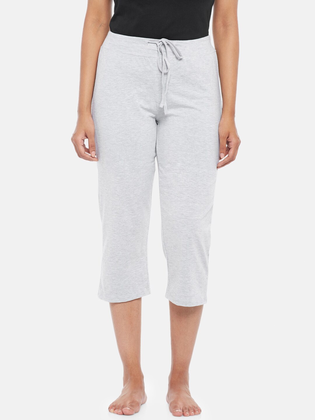 

Dreamz by Pantaloons Women Grey Melange Solid Capri