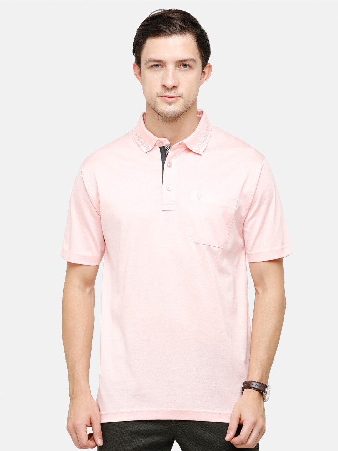 

Classic Polo Men Pink Polo Collar T-shirt