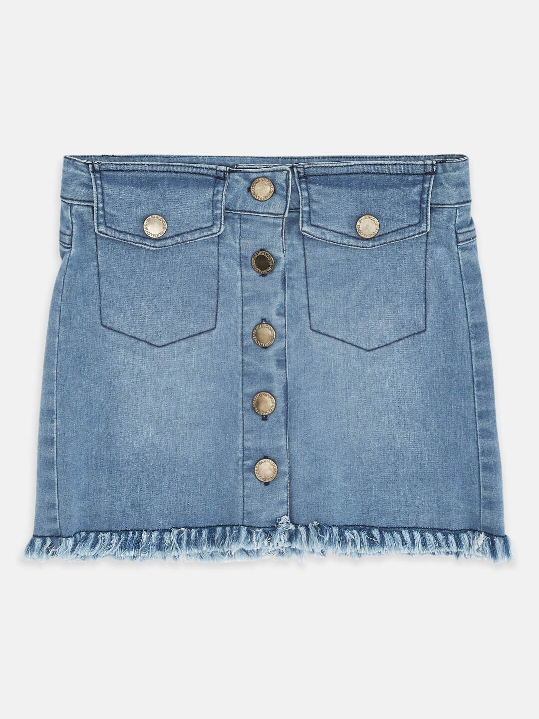 

Pantaloons Junior Girls Blue Solid Pure Cotton Mini Straight Denim Skirt