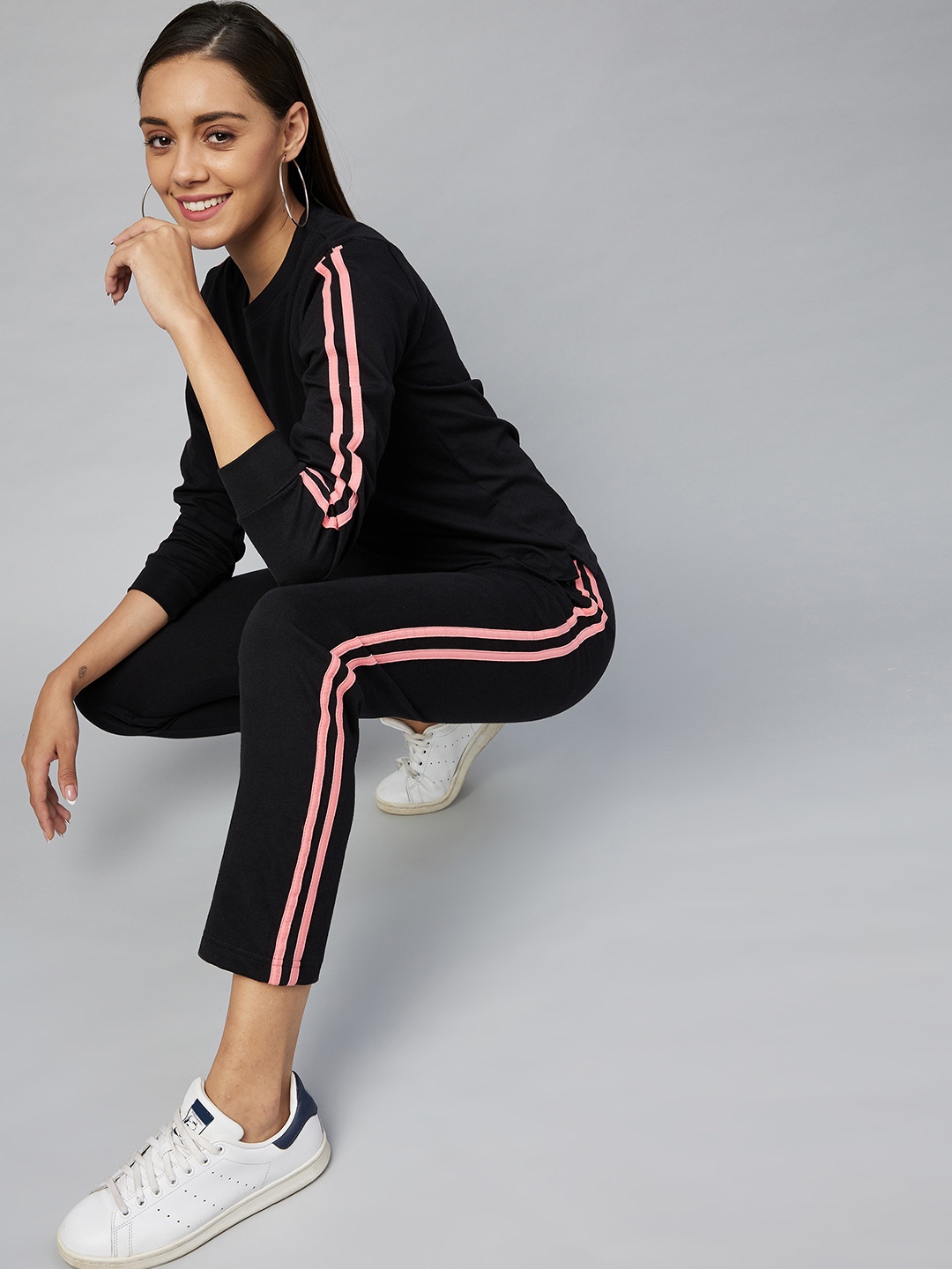 

StyleStone Women Black Solid Cotton Tracksuit
