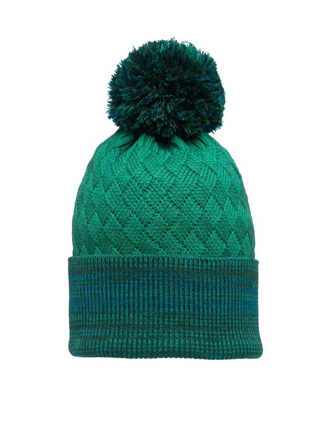 

513 Women Green Self Design Knitted Beanie Cap