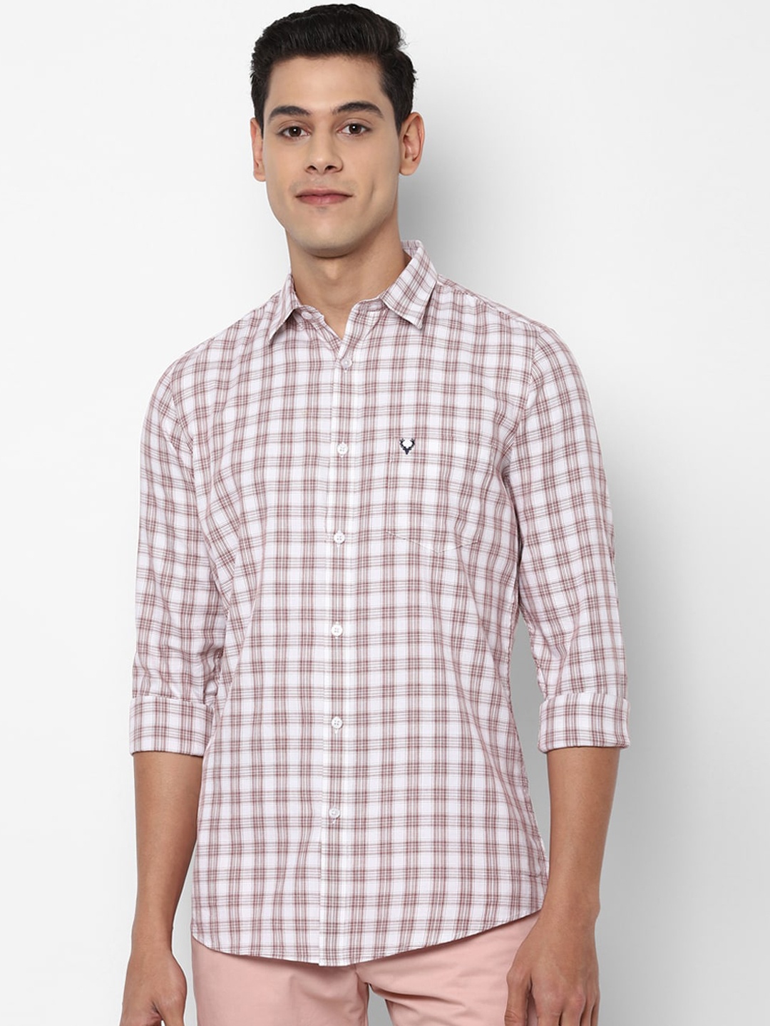 

Allen Solly Men White Slim Fit Opaque Checked Casual Shirt