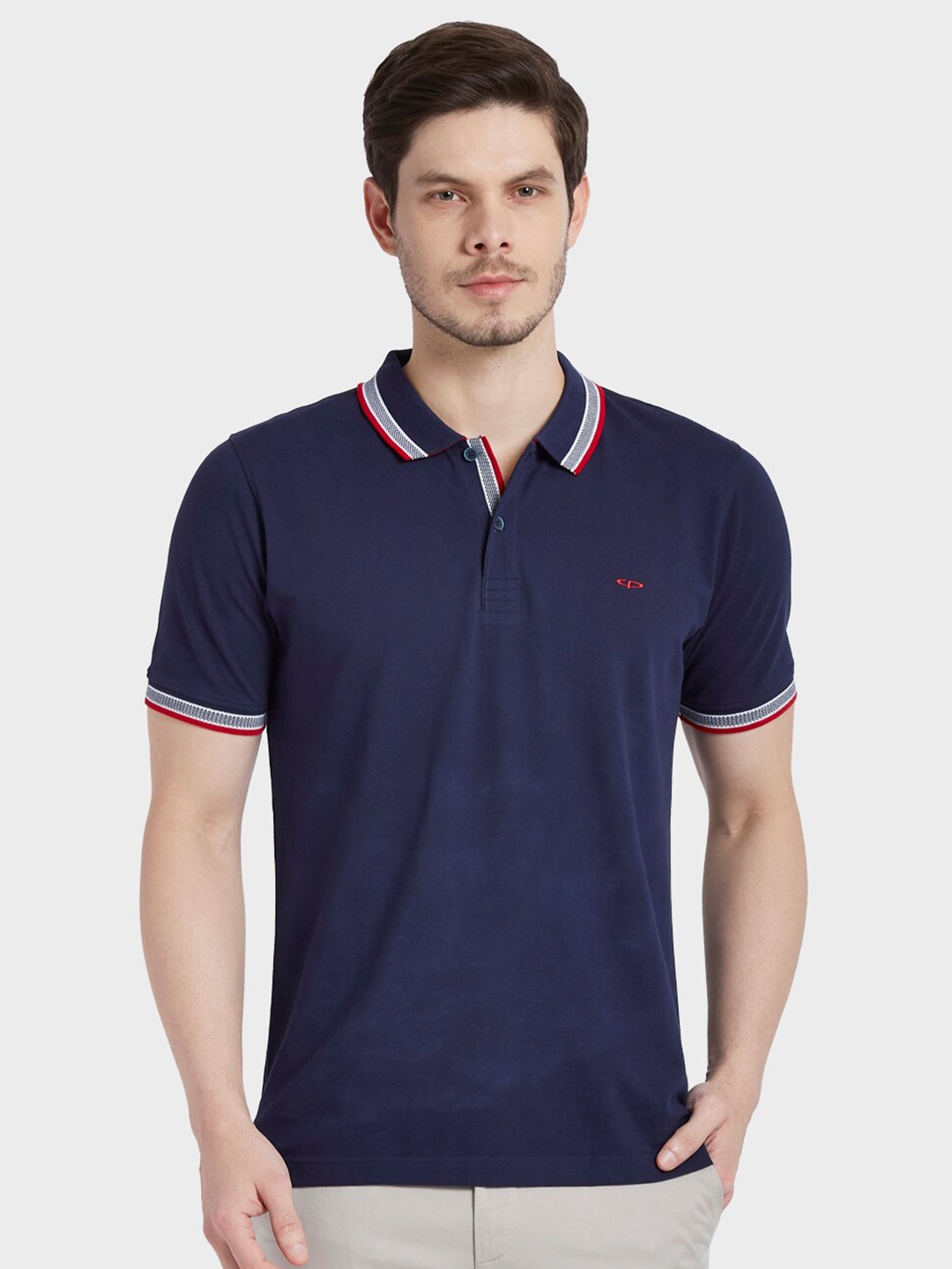 

ColorPlus Men Blue Polo Collar Cotton T-shirt