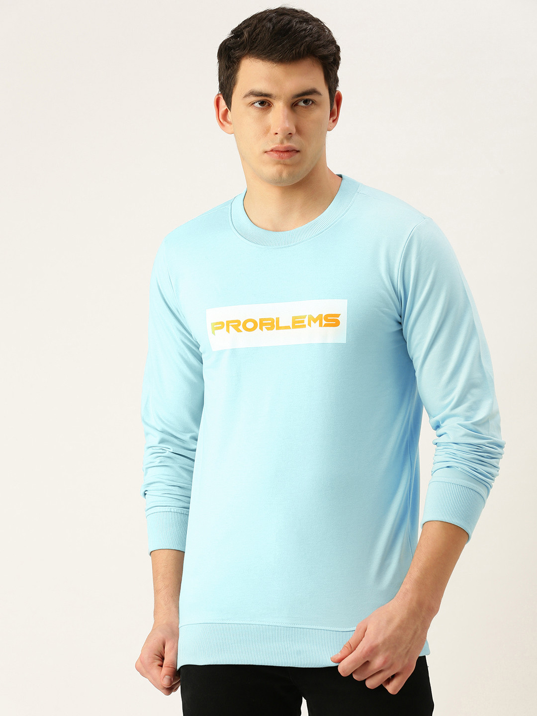 

FOREVER 21 Men Blue & Orange Printed Sweatshirt