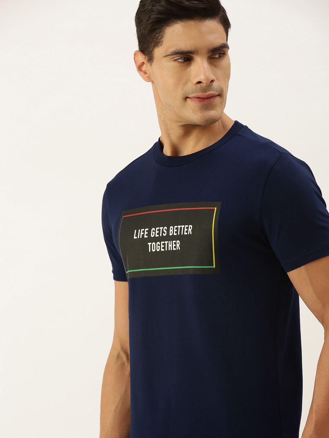 

FOREVER 21 Men Navy Blue Printed T-shirt