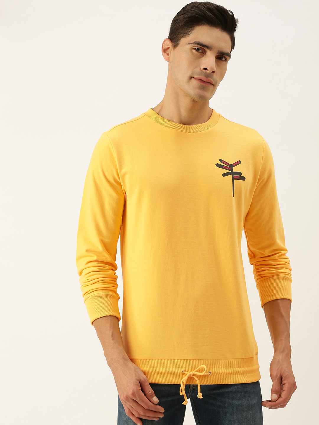 

FOREVER 21 Men Yellow Solid Sweatshirt