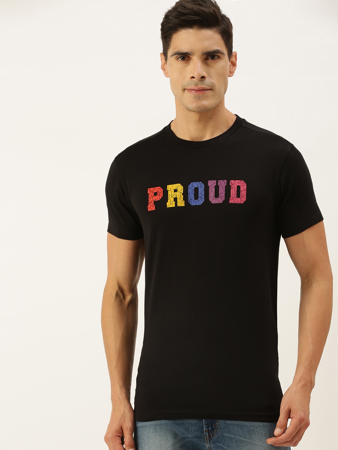 

FOREVER 21 Men Black Typography Printed Slim Fit T-shirt