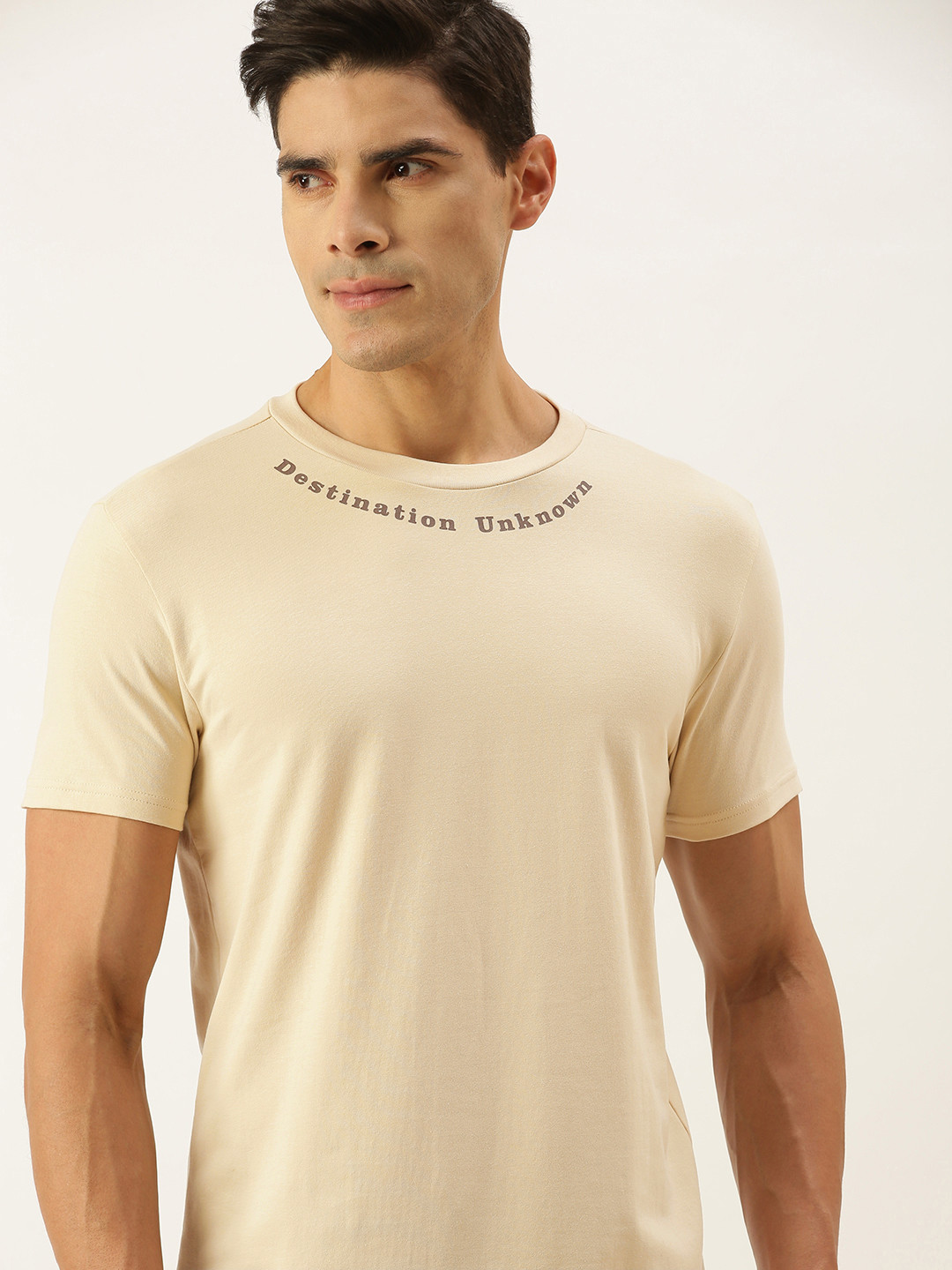 

FOREVER 21 Men Cream-Coloured Typography Printed Round Neck T-shirt
