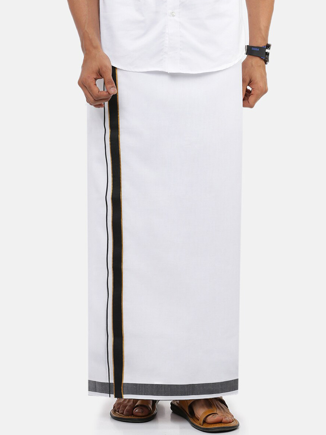 

Ramraj Men White Solid Pure Cotton Dhoti