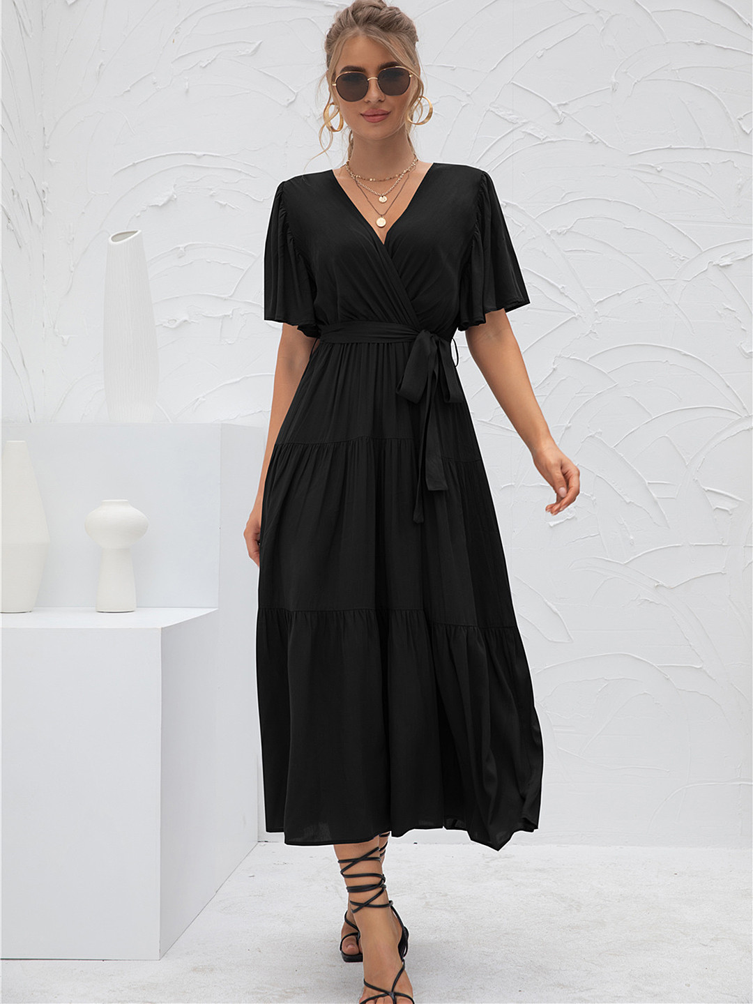 

URBANIC Black Midi Dress
