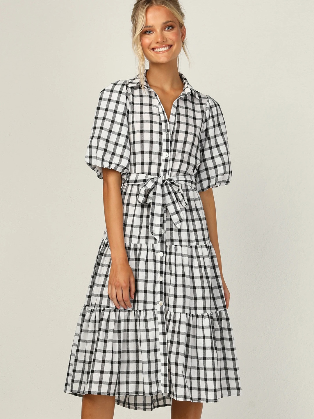 

URBANIC Black & White Checked Dress