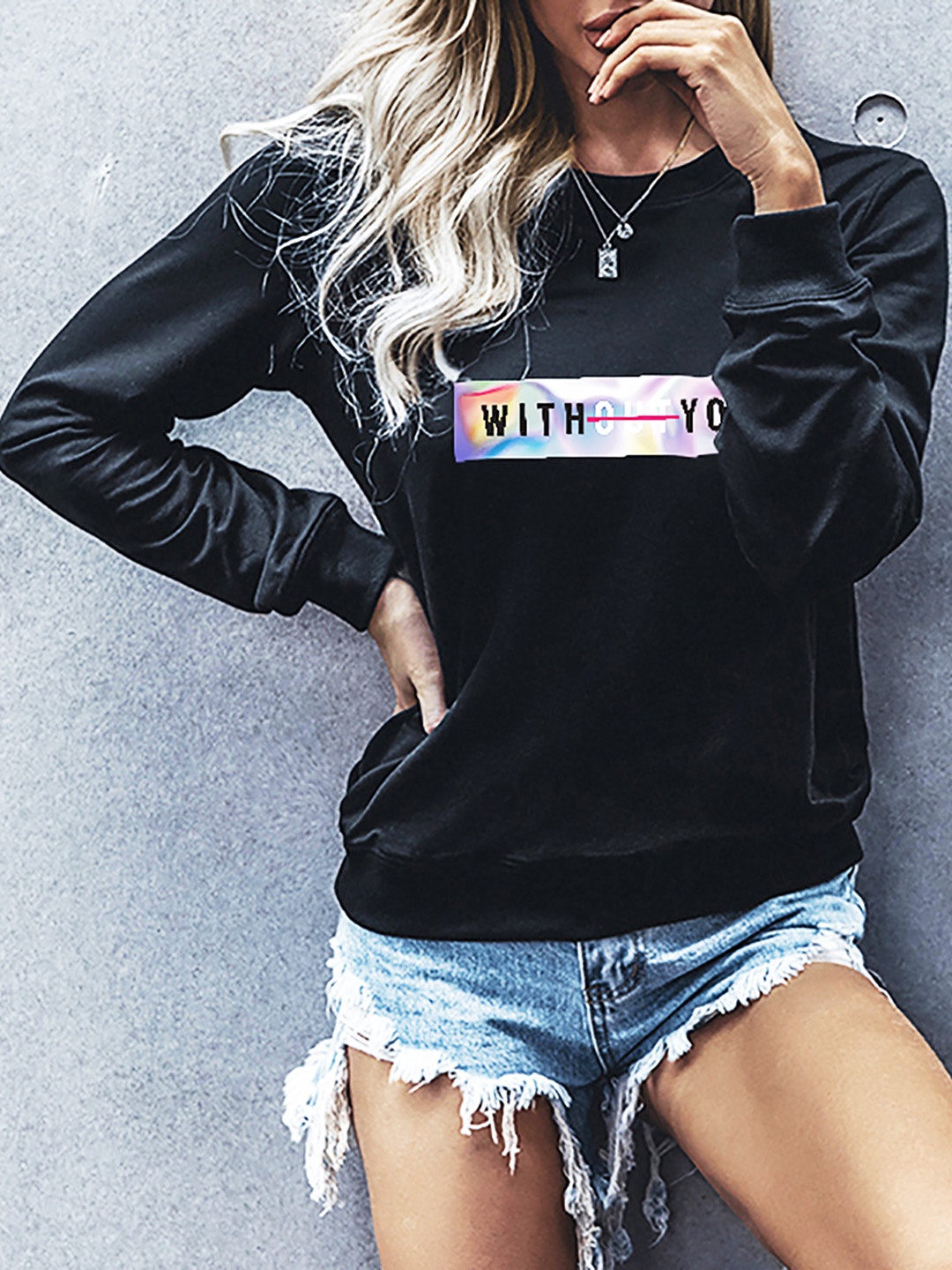 

URBANIC Women Black Printed Sweatshirt