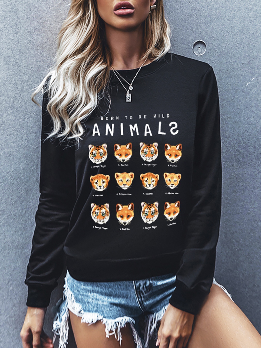

URBANIC Women Black Printed Sweatshirt