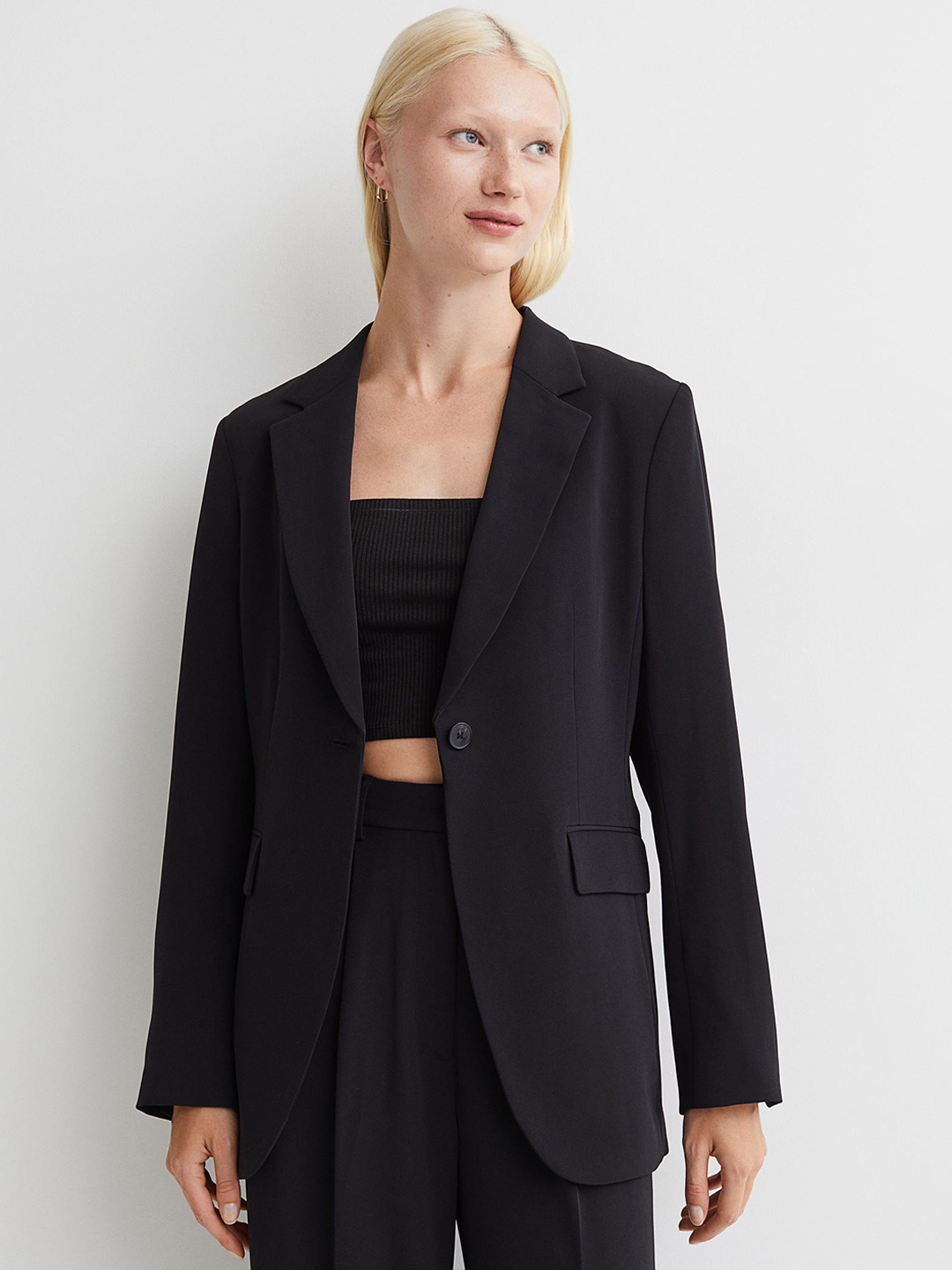 

H&M Women Black Fitted Jacket