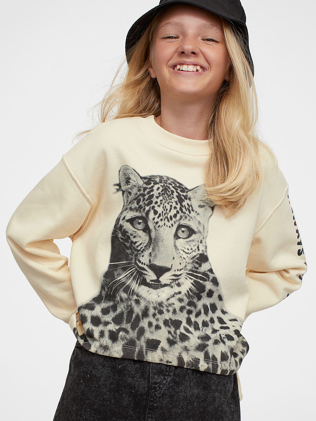 

H&M Girls Beige Drawstring Sweatshirt