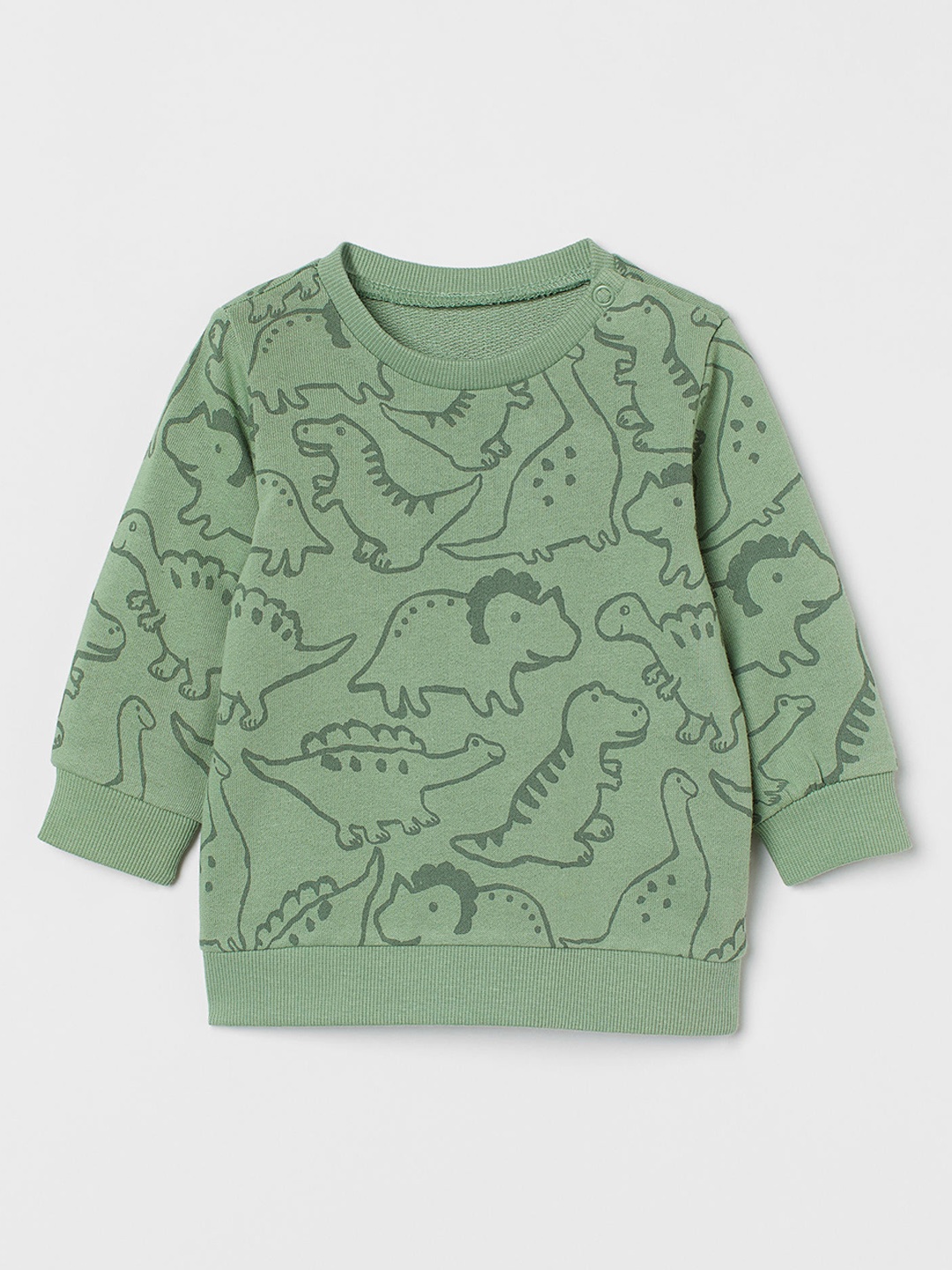 

H&M Kids Boys Green Printed Pure Cotton Sweatshirt
