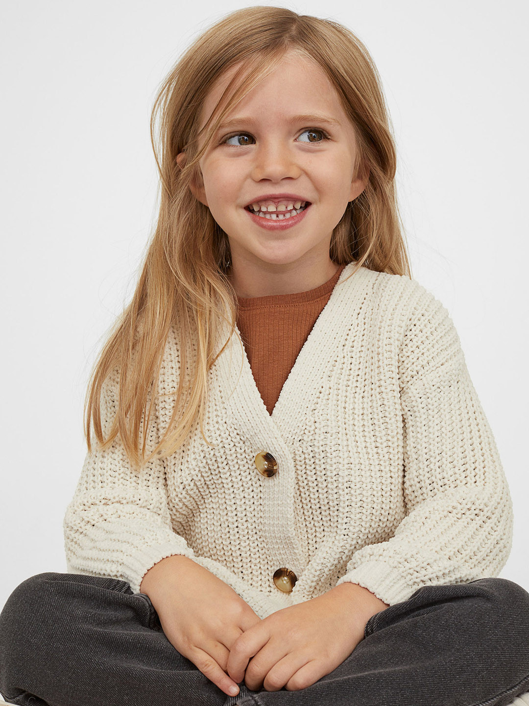 

H&M Kids-Girls Beige Oversized Cardigan