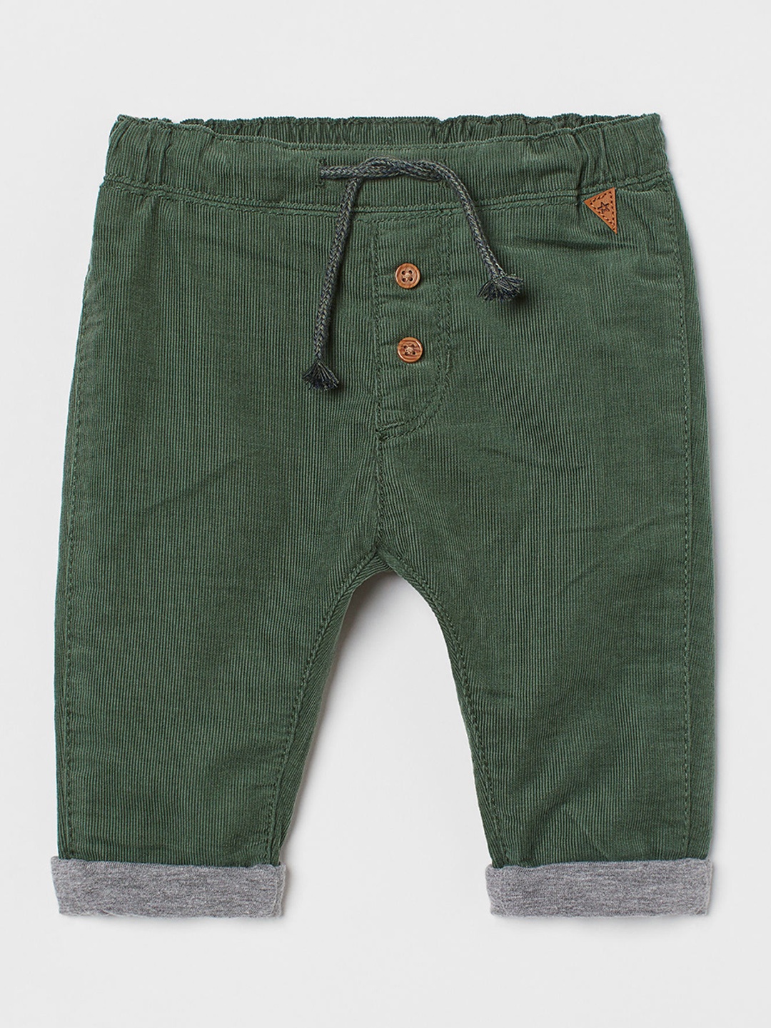 

H&M Kids Boys Green Solid Fully Lined Corduroy Trousers