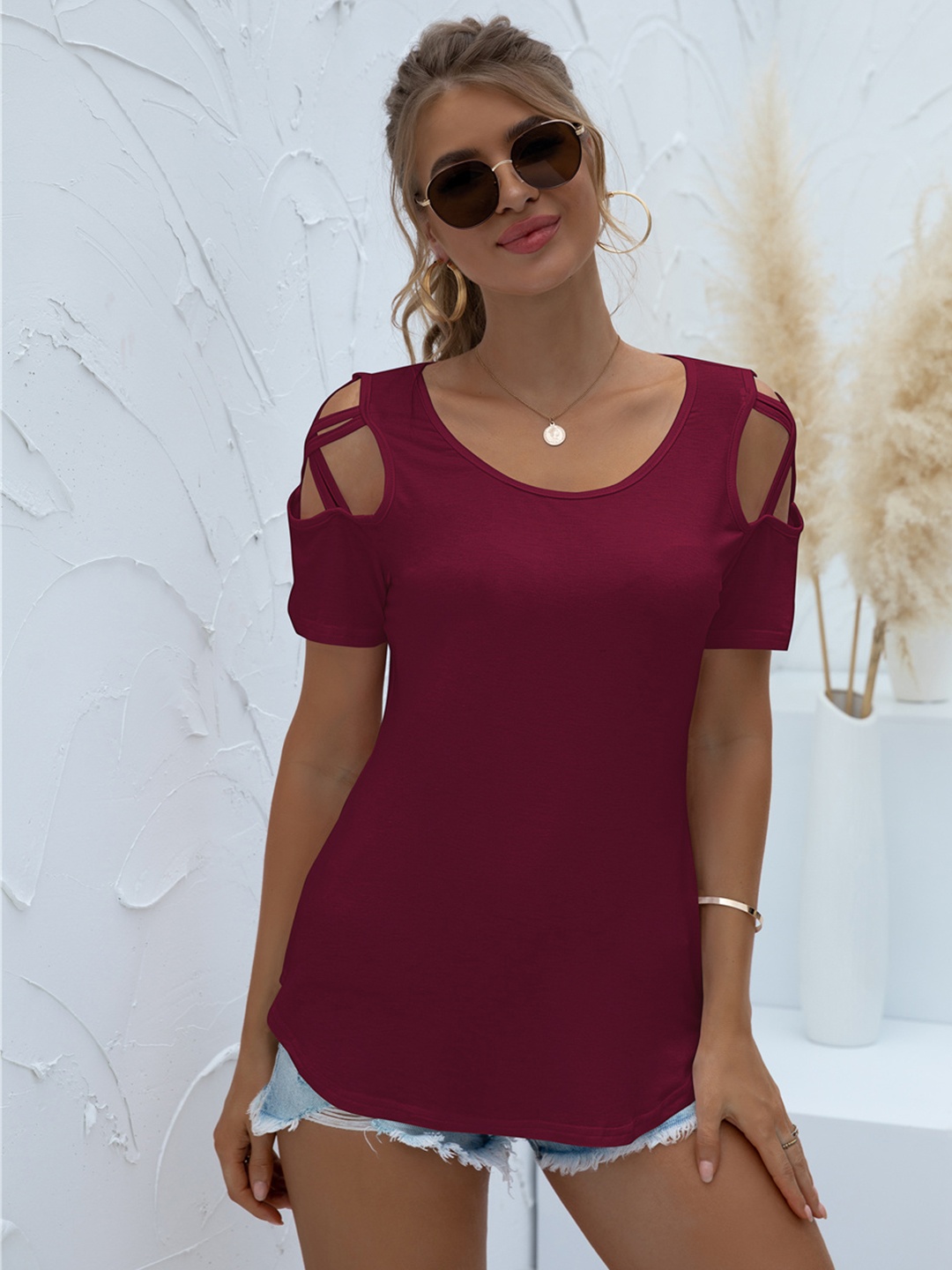 

URBANIC Burgundy Regular Top