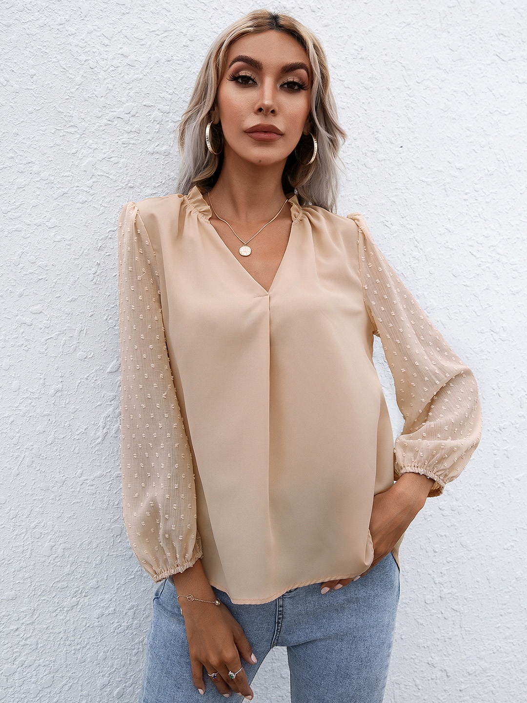 

URBANIC Beige Solid Regular Top