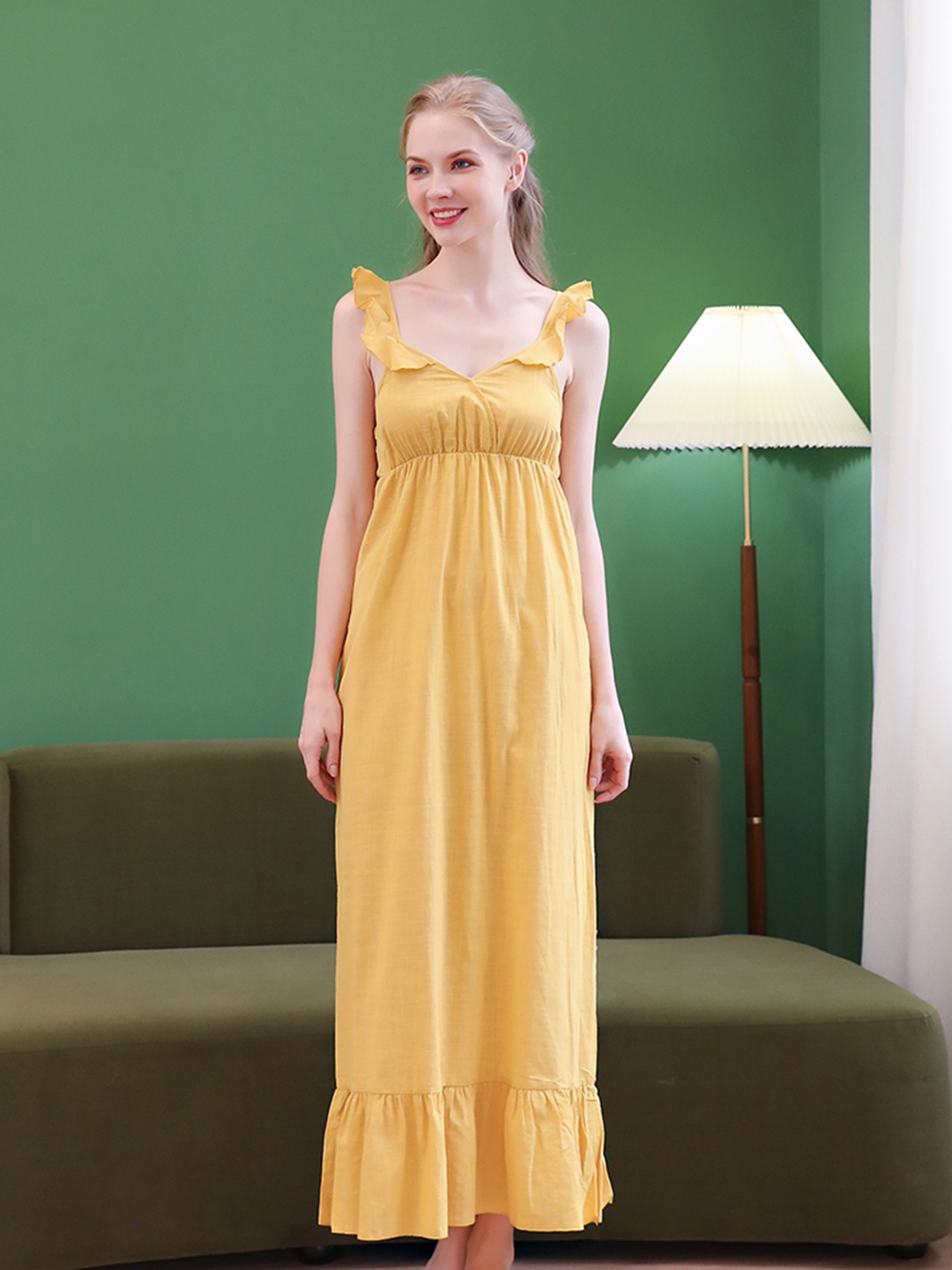 

URBANIC Yellow Maxi Nightdress