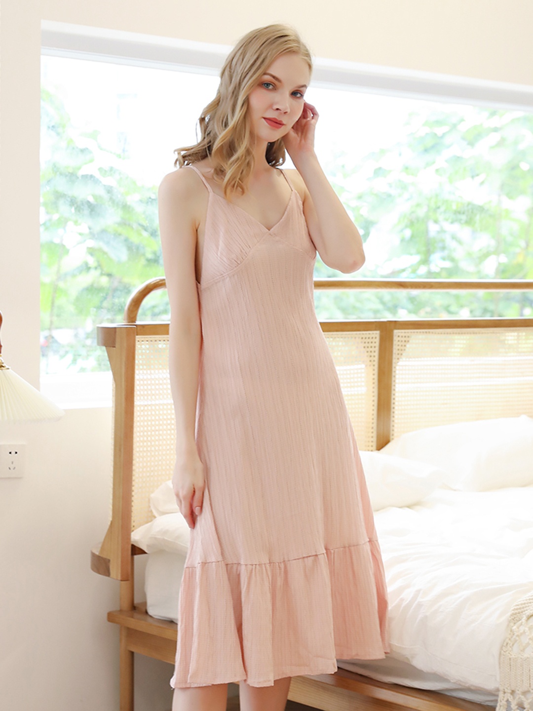 

URBANIC Pink Self-Design Nightdress