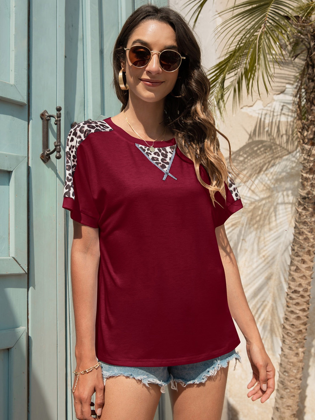 

URBANIC Women Red Extended Sleeves T-shirt